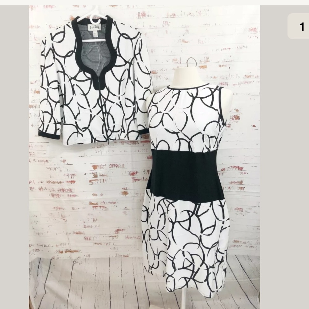 Joseph Ribkoff Sheath Dress & Jacket Black White